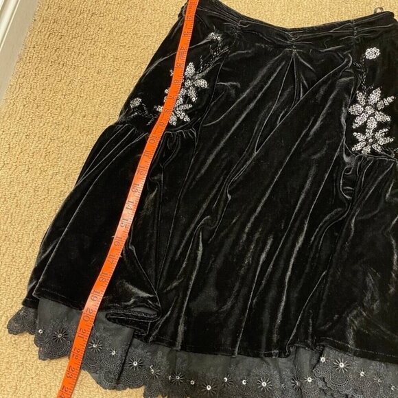 Vintage Velvet Lace Sequin Skirt Black – S - Picture 11 of 12